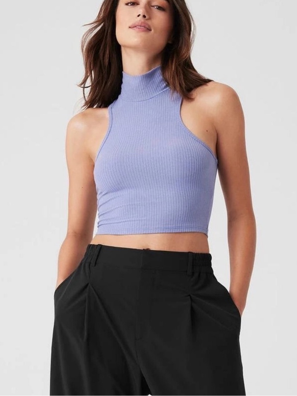 Alo Ribbed Lilac Crop Top - Picture 6 of 6